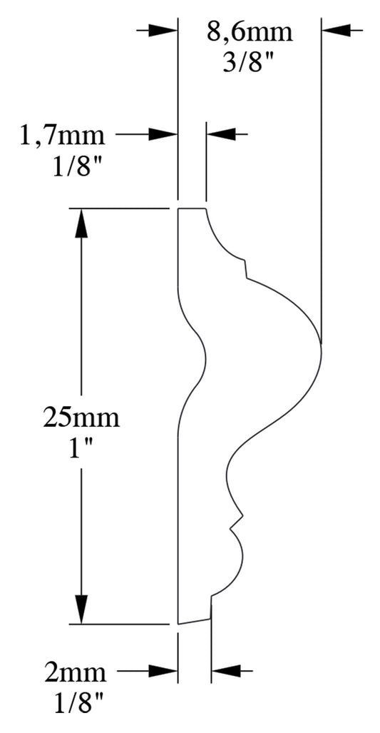 Orac Decor PX201 Cornice Profilo Barra Parete Duropolymer® Polistirene Ad Alta Densità Bianco Resistente Urti Calore Acqua Facile Da Installare Verniciabile Pretrattata Primer Acrilico Impermeabile Per Interno Esterno Ambienti Umidi Misura 200x2,5x0,9 cm
