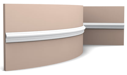 Orac Decor PX201F Cornice Profilo Parete Purotouch® Poliuretano Flessibile Flex Bianco Resistente Agli Urti Calore Acqua Facile Da Installare Verniciabile Pretrattata Primer Acrilico Impermeabile Per Interno ed Esterno Ambienti Umidi Misura 200x2,5x0,9 cm