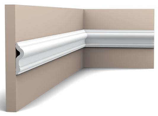 Orac Decor PX202 Cornice Profilo Barra Parete Duropolymer® Polistirene Ad Alta Densità Bianco Resistente Urti Calore Acqua Facile Da Installare Verniciabile Pretrattata Primer Acrilico Impermeabile Per Interno Esterno Ambienti Umidi Misura 200x7,5x2 cm