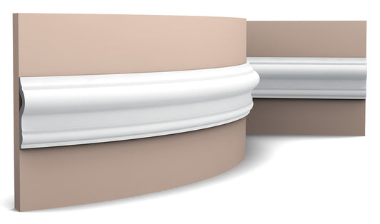 Orac Decor PX202F Cornice Profilo Parete Purotouch® Poliuretano Flessibile Flex Bianco Resistente Agli Urti Calore Acqua Facile Da Installare Verniciabile Pretrattata Primer Acrilico Impermeabile Per Interno ed Esterno Ambienti Umidi Misura 200x7,5x2 cm