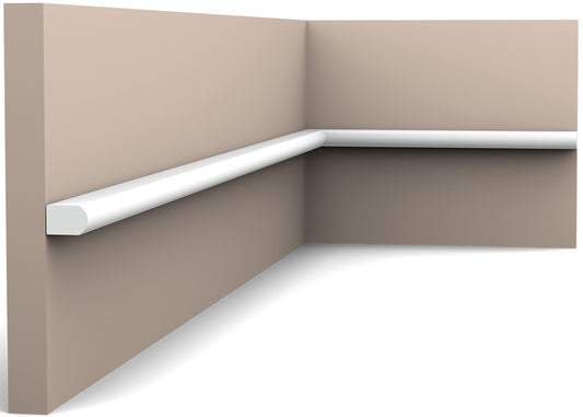 Orac Decor PX209 Cornice Profilo Barra Parete Duropolymer® Polistirene Ad Alta Densità Bianco Resistente Urti Calore Acqua Facile Da Installare Verniciabile Pretrattata Primer Acrilico Impermeabile Per Interno Esterno Ambienti Umidi Misura 200x1x1,8 cm