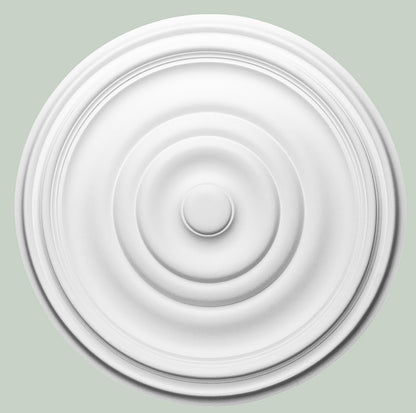 Orac Decor R09 Rosone Rotondo Tondo Liscio Purotouch® Poliuretano Alta Densità Bianco Resistente Urti Calore Acqua Facile Da Installare Verniciabile Pretrattato Primer Acrilico Impermeabile Interno Esterno Ambienti Umidi Diametro Ø 48,5 Spessore 3,7 cm