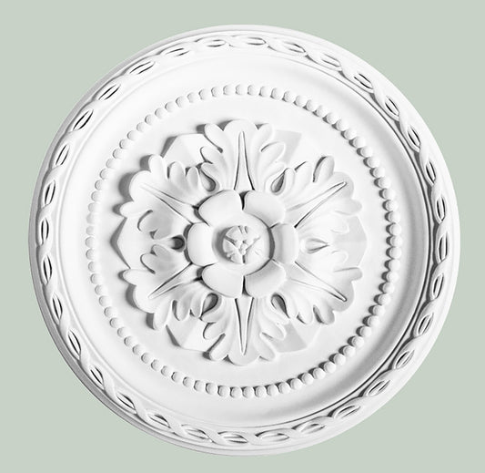 Orac Decor R13 Rosone Forma Fiore Floreale Purotouch® Poliuretano Alta Densità Bianco Resistente Urti Calore Acqua Facile Da Installare Verniciabile Pretrattato Primer Acrilico Impermeabile Interno Esterno Ambienti Umidi Diametro Ø 28 cm Spessore 3,1 cm