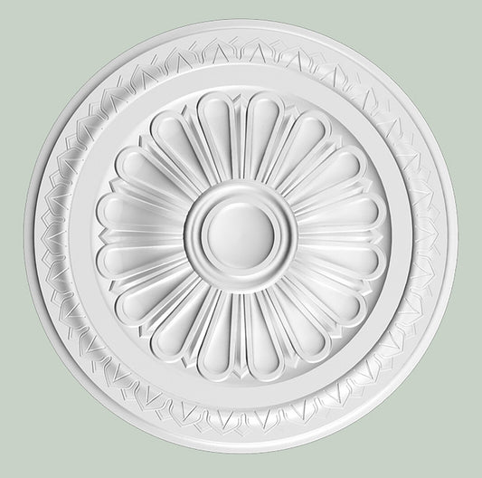 Orac Decor R14 Rosone Forma Fiore Floreale Purotouch® Poliuretano Alta Densità Bianco Resistente Urti Calore Acqua Facile Da Installare Verniciabile Pretrattato Primer Acrilico Impermeabile Interno Esterno Ambienti Umidi Diametro Ø 33 cm Spessore 3 cm