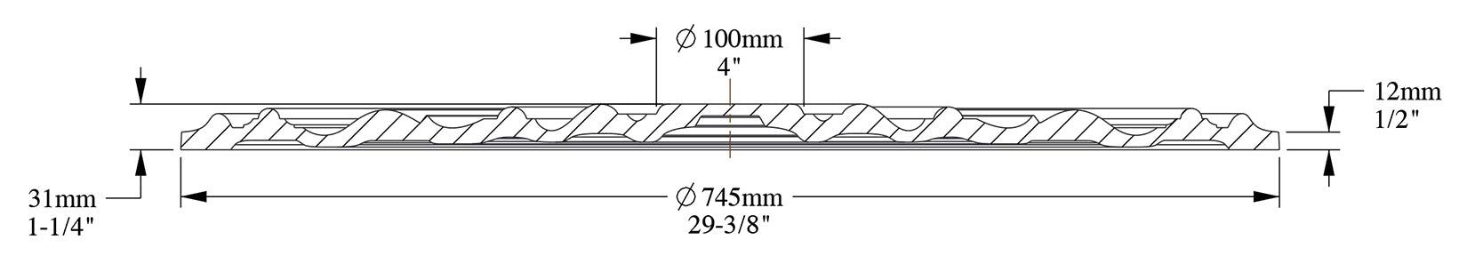 Orac Decor R40 Rosone Plafone Liscio Cerchi Soffitto Purotouch® Poliuretano Alta Densità Bianco Resistente Urti Calore Acqua Facile Da Installare Verniciabile Pretrattato Primer Acrilico Impermeabile Interno Esterno Ambienti Umidi Diametro Ø74,5 H3,1 cm