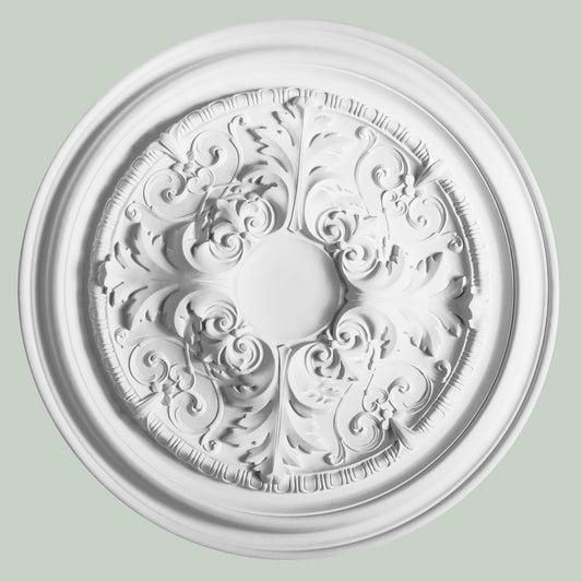 Orac Decor R52 Rosone Plafone Floreale Fiore Soffitto Purotouch® Poliuretano Alta Densità Bianco Resistente Urti Calore Acqua Facile Da Installare Verniciabile Pretrattato Primer Acrilico Impermeabile Interno Esterno Ambienti Umidi Diametro Ø69,5 H4,8 cm