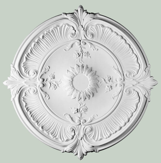 Orac Decor R73 Rosone Classico Tondo Romantico Soffitto Purotouch® Poliuretano Alta Densità Bianco Resistente Urti Calore Acqua Facile Da Installare Verniciabile Pretrattato Primer Acrilico Impermeabile Interno Esterno Ambienti Umidi Diametro Ø70 H5,9 cm