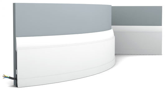 Orac Decor SX104F Battiscopa Zoccolino Parete Purotouch® Poliuretano Flessibile Flex Bianco Resistente Urti Calore Acqua Facile Da Installare Verniciabile Pretrattata Primer Acrilico Impermeabile Per Interno ed Esterno Ambienti Umidi Misura 200X14,8X1,7cm