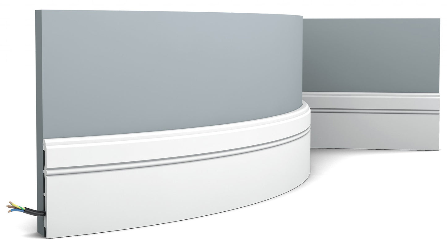 Orac Decor SX105F Battiscopa Zoccolino Parete Purotouch® Poliuretano Flessibile Flex Bianco Resistente Urti Calore Acqua Facile Da Installare Verniciabile Pretrattata Primer Acrilico Impermeabile Per Interno ed Esterno Ambienti Umidi Misura 200X10,8X1,3cm