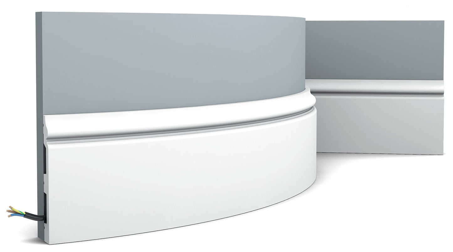 Orac Decor SX118F Battiscopa Zoccolino Parete Purotouch® Poliuretano Flessibile Flex Bianco Resistente Urti Calore Acqua Facile Da Installare Verniciabile Pretrattata Primer Acrilico Impermeabile Per Interno ed Esterno Ambienti Umidi Misura 200X13,9X1,8cm