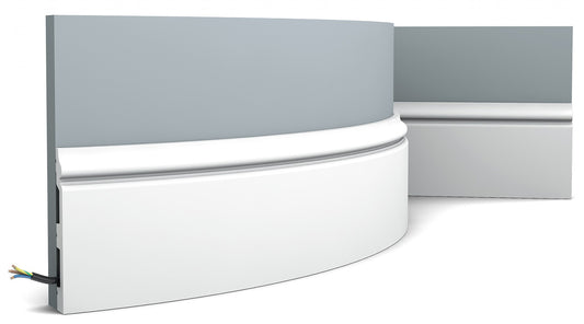 Orac Decor SX118F Battiscopa Zoccolino Parete Purotouch® Poliuretano Flessibile Flex Bianco Resistente Urti Calore Acqua Facile Da Installare Verniciabile Pretrattata Primer Acrilico Impermeabile Per Interno ed Esterno Ambienti Umidi Misura 200X13,9X1,8cm