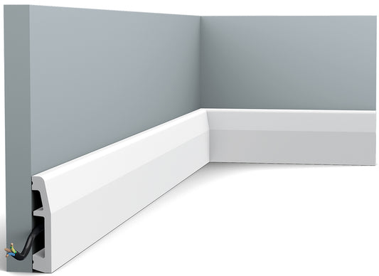 Orac Decor SX125 Battiscopa Zoccolino Parete Duropolymer® Polistirene Ad Alta Densità Bianco Resistente Agli Urti Calore Acqua Facile Da Installare Verniciabile Pretrattata Primer Acrilico Impermeabile Interno Esterno Ambienti Umidi Misura 200X6,9X1,4 cm