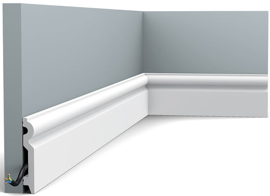 Orac Decor SX137 Battiscopa Zoccolino Parete Duropolymer® Polistirene Ad Alta Densità Bianco Resistente Agli Urti Calore Acqua Facile Da Installare Verniciabile Pretrattata Primer Acrilico Impermeabile Interno Esterno Ambienti Umidi Misura 200x10x1,5 cm