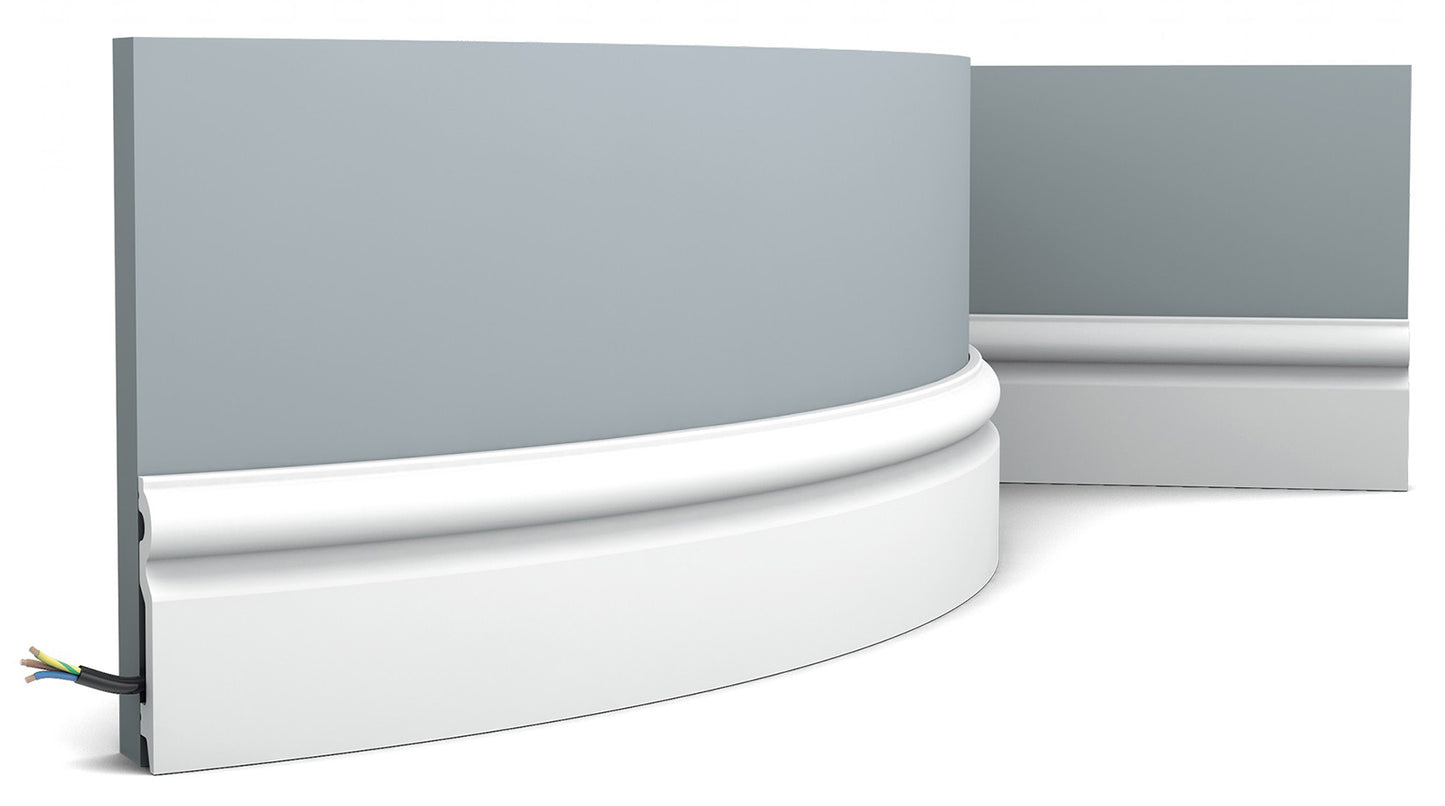 Orac Decor SX137F Battiscopa Zoccolino Parete Purotouch® Poliuretano Flessibile Flex Bianco Resistente Urti Calore Acqua Facile Da Installare Verniciabile Pretrattata Primer Acrilico Impermeabile Per Interno ed Esterno Ambienti Umidi Misura 200x10x1,5 cm