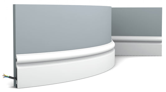 Orac Decor SX137F Battiscopa Zoccolino Parete Purotouch® Poliuretano Flessibile Flex Bianco Resistente Urti Calore Acqua Facile Da Installare Verniciabile Pretrattata Primer Acrilico Impermeabile Per Interno ed Esterno Ambienti Umidi Misura 200x10x1,5 cm