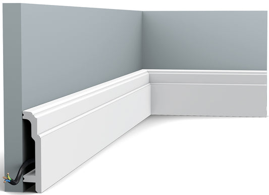 Orac Decor SX155 Battiscopa Zoccolino Parete Duropolymer® Polistirene Ad Alta Densità Bianco Resistente Agli Urti Calore Acqua Facile Da Installare Verniciabile Pretrattata Primer Acrilico Impermeabile Interno Esterno Ambienti Umidi Misura 200x10,8x2,5 cm