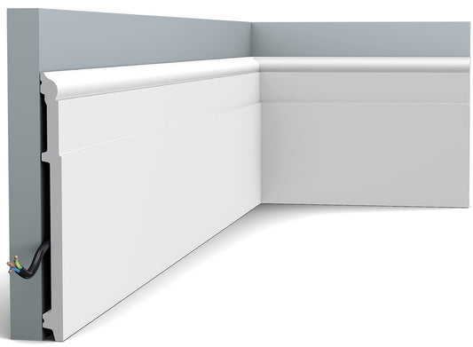 Orac Decor SX156 Battiscopa Zoccolino Parete Duropolymer® Polistirene Ad Alta Densità Bianco Resistente Agli Urti Calore Acqua Facile Da Installare Verniciabile Pretrattata Primer Acrilico Impermeabile Interno Esterno Ambienti Umidi Misura 200x20x1,6 cm