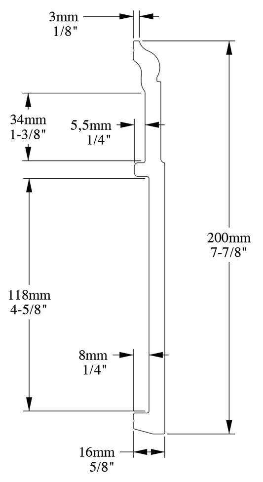Orac Decor SX156 Battiscopa Zoccolino Parete Duropolymer® Polistirene Ad Alta Densità Bianco Resistente Agli Urti Calore Acqua Facile Da Installare Verniciabile Pretrattata Primer Acrilico Impermeabile Interno Esterno Ambienti Umidi Misura 200x20x1,6 cm