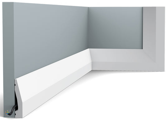 Orac Decor SX159 Battiscopa Zoccolino Parete Duropolymer® Polistirene Ad Alta Densità Bianco Resistente Agli Urti Calore Acqua Facile Da Installare Verniciabile Pretrattata Primer Acrilico Impermeabile Interno Esterno Ambienti Umidi Misura 200x6x1,2 cm