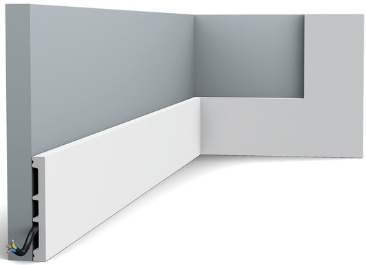 Orac Decor SX163 Battiscopa Zoccolino Parete Duropolymer® Polistirene Ad Alta Densità Bianco Resistente Agli Urti Calore Acqua Facile Da Installare Verniciabile Pretrattata Primer Acrilico Impermeabile Interno Esterno Ambienti Umidi Misura 200x10,2x1,3 cm