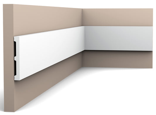 Orac Decor SX163 Battiscopa Zoccolino Parete Duropolymer® Polistirene Ad Alta Densità Bianco Resistente Agli Urti Calore Acqua Facile Da Installare Verniciabile Pretrattata Primer Acrilico Impermeabile Interno Esterno Ambienti Umidi Misura 200x10,2x1,3 cm