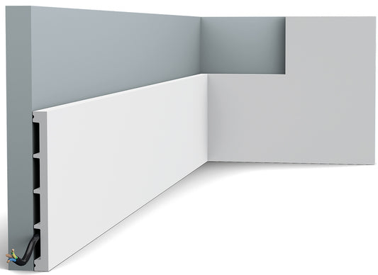 Orac Decor SX168 Battiscopa Zoccolino Parete Duropolymer® Polistirene Ad Alta Densità Bianco Resistente Agli Urti Calore Acqua Facile Da Installare Verniciabile Pretrattata Primer Acrilico Impermeabile Interno Esterno Ambienti Umidi Misura 200x15x1,3 cm