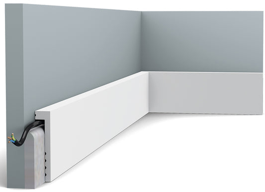 Orac Decor SX171 Copri Battiscopa Zoccolino Parete Duropolymer® Polistirene Ad Alta Densità Bianco Resistente Agli Urti Calore Facile Da Installare Verniciabile Pretrattata Primer Acrilico Impermeabile Interno Esterno Ambienti Umidi Misura 200x10x2,2 cm