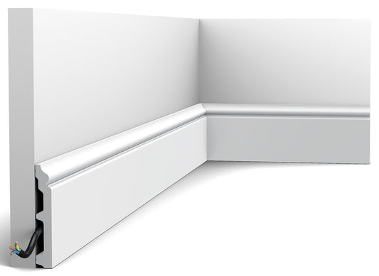 Orac Decor SX173-RAL9003 Battiscopa Zoccolino Parete Duropolymer® Polistirene Alta Densità Bianco Resistente Urti Calore Acqua Facile Da Installare Verniciabile Pretrattata Primer Acrilico Impermeabile Interno Esterno Ambienti Umidi Misura 200x10x1,6 cm