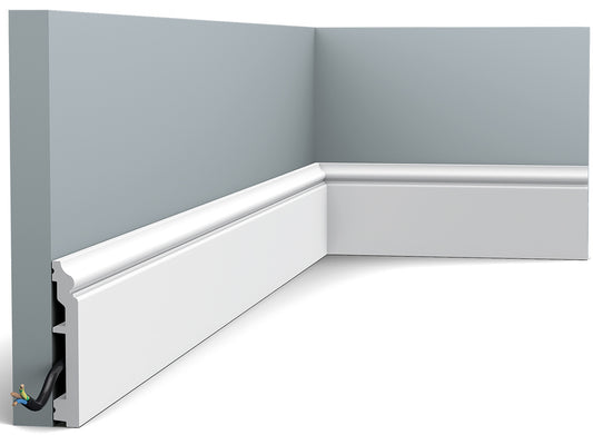 Orac Decor SX173 Battiscopa Zoccolino Classico Parete Duropolymer® Polistirene Ad Alta Densità Bianco Resistente Agli Urti Calore Acqua Facile Da Installare Verniciabile Pretrattata Primer Acrilico Impermeabile Interno Esterno Ambienti Umidi 200x10x1,6 cm
