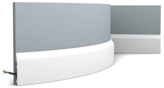 Orac Decor SX172F Battiscopa Zoccolino Parete Purotouch® Poliuretano Flessibile Flex Bianco Resistente Urti Calore Acqua Facile Da Installare Verniciabile Pretrattata Primer Acrilico Impermeabile Per Interno ed Esterno Ambienti Umidi Misura 200x8,5x1,4 cm