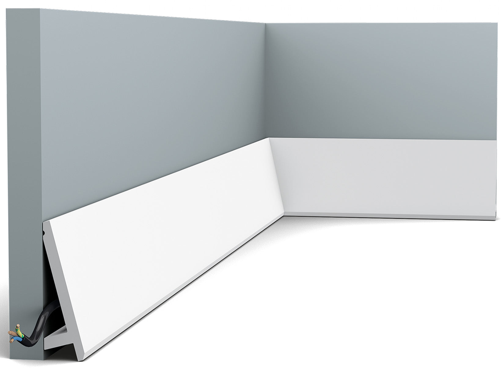 Orac Decor SX179 Cornice Battiscopa Parete Duropolymer® Polistirene Alta Densità Bianco Resistente Agli Urti Calore Acqua Illuminazione Indiretta Verniciabile Pretrattata Primer Acrilico Impermeabile Interno Esterno Ambienti Umidi Misura 200x9,7x2,9 cm