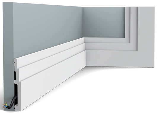 Orac Decor SX180 Battiscopa Zoccolino Zoccolo Parete Duropolymer® Polistirene Ad Alta Densità Bianco Resistente Agli Urti Calore Acqua Facile Da Installare Verniciabile Pretrattata Primer Acrilico Impermeabile Interno Esterno Ambienti Umidi 200x12x1,6 cm