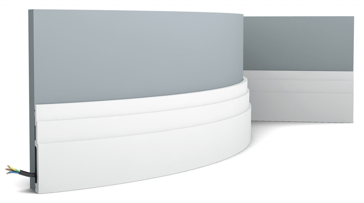 Orac Decor SX180F Battiscopa Zoccolino Parete Purotouch® Poliuretano Flessibile Flex Bianco Resistente Urti Calore Acqua Facile Da Installare Verniciabile Pretrattata Primer Acrilico Impermeabile Per Interno ed Esterno Ambienti Umidi Misura 200x12x1,6 cm