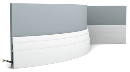 Orac Decor SX180F Battiscopa Zoccolino Parete Purotouch® Poliuretano Flessibile Flex Bianco Resistente Urti Calore Acqua Facile Da Installare Verniciabile Pretrattata Primer Acrilico Impermeabile Per Interno ed Esterno Ambienti Umidi Misura 200x12x1,6 cm