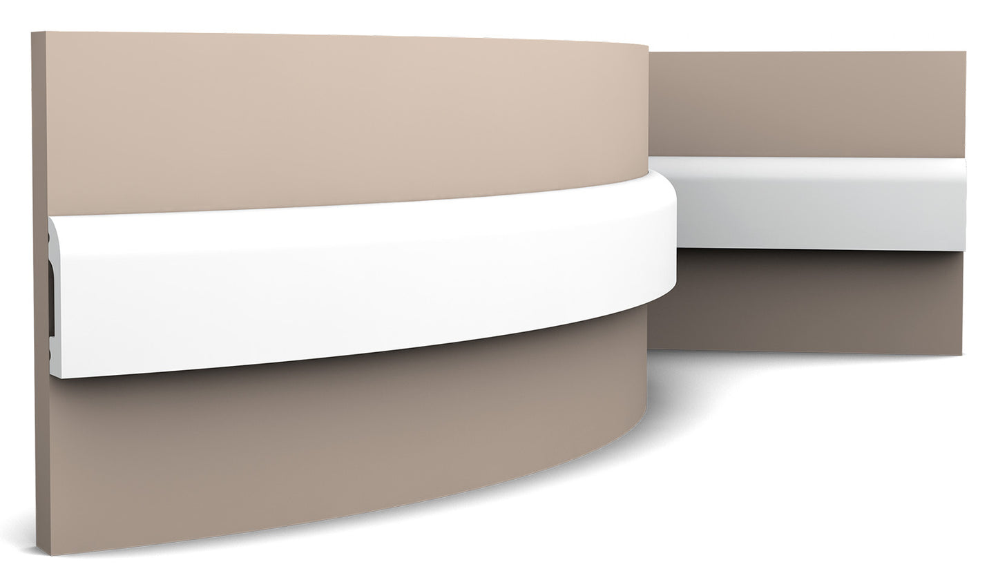 Orac Decor SX182F Cornice Battiscopa Zoccolino Parete Purotouch® Poliuretano Flessibile Flex Bianco Resistente Urti Calore Acqua Facile Da Installare Verniciabile Pretrattata Primer Acrilico Impermeabile Interno Esterno Ambienti Umidi Misura 200x5x1,3 cm