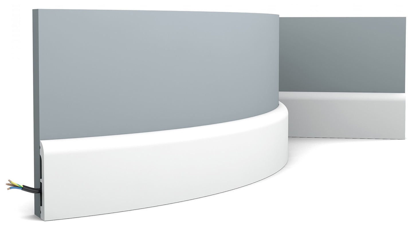 Orac Decor SX183F Cornice Battiscopa Zoccolino Parete Purotouch® Poliuretano Flessibile Flex Bianco Resistente Urti Calore Acqua Facile Da Installare Verniciabile Pretrattata Primer Acrilico Impermeabile Interno Esterno Ambienti Umidi Misura 200x7,5x1,3cm