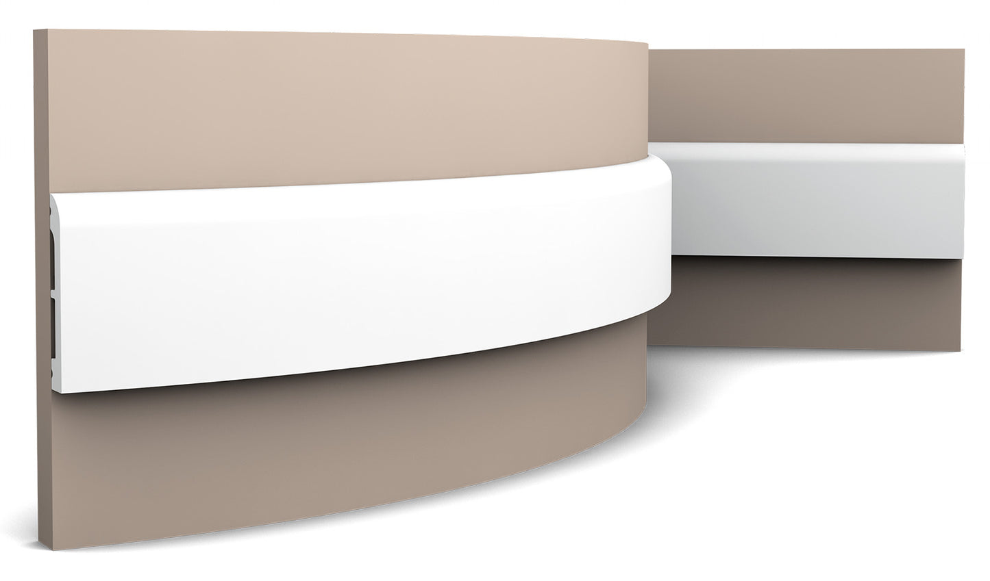 Orac Decor SX183F Cornice Battiscopa Zoccolino Parete Purotouch® Poliuretano Flessibile Flex Bianco Resistente Urti Calore Acqua Facile Da Installare Verniciabile Pretrattata Primer Acrilico Impermeabile Interno Esterno Ambienti Umidi Misura 200x7,5x1,3cm