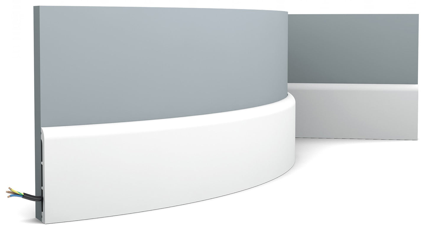 Orac Decor SX184F Cornice Battiscopa Zoccolino Parete Purotouch® Poliuretano Flessibile Flex Bianco Resistente Urti Calore Acqua Facile Da Installare Verniciabile Pretrattata Primer Acrilico Impermeabile Interno Esterno Ambienti Umidi Misura 200x11x1,3 cm