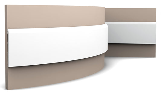 Orac Decor SX184F Cornice Battiscopa Zoccolino Parete Purotouch® Poliuretano Flessibile Flex Bianco Resistente Urti Calore Acqua Facile Da Installare Verniciabile Pretrattata Primer Acrilico Impermeabile Interno Esterno Ambienti Umidi Misura 200x11x1,3 cm