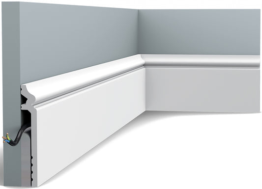 Orac Decor SX186 Copri Battiscopa Zoccolino Parete Duropolymer® Polistirene Ad Alta Densità Bianco Resistente Agli Urti Calore Acqua Facile Da Installare Verniciabile Pretrattata Primer Acrilico Impermeabile Interno Esterno Ambienti Umidi 200x13,8x2,2 cm