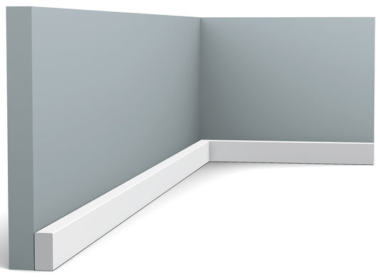 Orac Decor SX194 Cornice Battiscopa Zoccolino Parete Duropolymer® Polistirene Ad Alta Densità Bianco Resistente Agli Urti Calore Acqua Facile Da Installare Verniciabile Pretrattata Primer Acrilico Impermeabile Interno Esterno Ambienti Umidi 200x2x1 cm