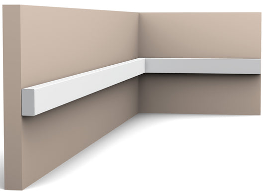 Orac Decor SX194 Cornice Battiscopa Zoccolino Parete Duropolymer® Polistirene Ad Alta Densità Bianco Resistente Agli Urti Calore Acqua Facile Da Installare Verniciabile Pretrattata Primer Acrilico Impermeabile Interno Esterno Ambienti Umidi 200x2x1 cm