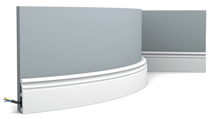 Orac Decor SX195F Battiscopa Zoccolino Parete Purotouch® Poliuretano Flessibile Flex Bianco Resistente Urti Calore Acqua Facile Da Installare Verniciabile Pretrattata Primer Acrilico Impermeabile Per Interno ed Esterno Ambienti Umidi Misura 200x8x1,9 cm