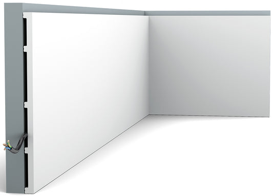 Orac Decor SX207 Battiscopa Zoccolino Zoccolo Parete Duropolymer® Polistirene Ad Alta Densità Bianco Resistente Agli Urti Calore Acqua Facile Da Installare Verniciabile Pretrattata Primer Acrilico Impermeabile Interno Esterno Ambienti Umidi 200x25x1,3 cm