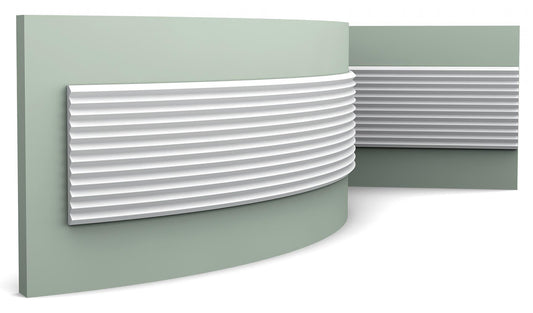 Orac Decor W108F Zigzag Pannello Murale 3D Strisce Decorazione Parete Poliuretano Flessibile Flex Bianco Resistente Agli Urti Calore Acqua Assorbimento Acustico Facile Da Installare Verniciabile Acrilico Impermeabile Interno Esterno Misura 200x25x1,8 cm