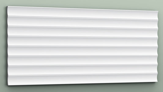 Orac Decor W109 Valley Pannello Murale 3D Strisce Decorazione Parete Purotouch® Poliuretano Alta Densità Bianco Resistente Agli Urti Calore Acqua Assorbimento Acustico Facile Da Installare Verniciabile Acrilico Impermeabile Interno Esterno 200x25x1,2 cm