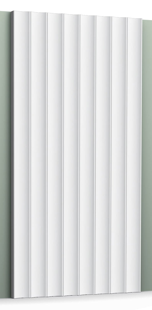 Orac Decor W109 Valley Pannello Murale 3D Strisce Decorazione Parete Purotouch® Poliuretano Alta Densità Bianco Resistente Agli Urti Calore Acqua Assorbimento Acustico Facile Da Installare Verniciabile Acrilico Impermeabile Interno Esterno 200x25x1,2 cm
