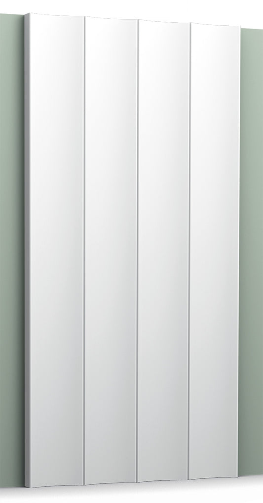 Orac Decor W114 Valley XL Pannello Murale 3D Strisce Decorazione Parete Purotouch® Poliuretano Alta Densità Bianco Resistente Agli Urti Calore Acqua Assorbimento Acustico Facile Da Installare Verniciabile Acrilico Impermeabile Interno Esterno 200x25x1,5cm