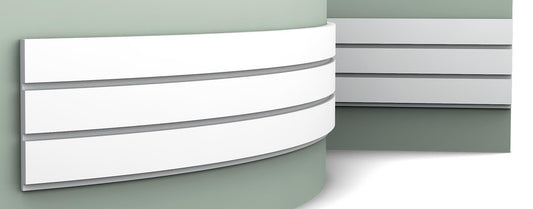 Orac Decor W116F Bar XL Pannello Murale 3D Doghe Strisce Righe Parete Muro Poliuretano Flessibile Flex Bianco Resistente Agli Urti Calore Acqua Assorbimento Acustico Facile Da Installare Verniciabile Acrilico Impermeabile Interno Esterno Misura 200x25x2cm