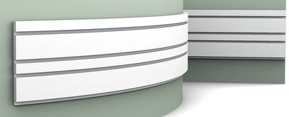 Orac Decor W119F BAR MIX Pannello Murale 3D Doghe Strisce Righe Parete Poliuretano Flessibile Flex Bianco Resistente Agli Urti Calore Acqua Assorbimento Acustico Facile Da Installare Verniciabile Acrilico Impermeabile Interno Esterno Misura 200x25x2 cm